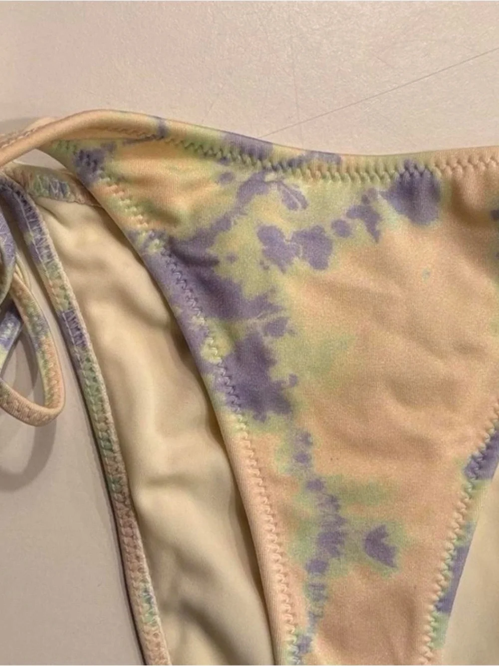 triangl swimwear Pastel Tie-Dye Triangle Bikini in Blue, Cream & Yellow